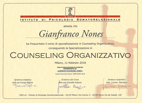 diploma di counselor organizzativo, gianfranco nones